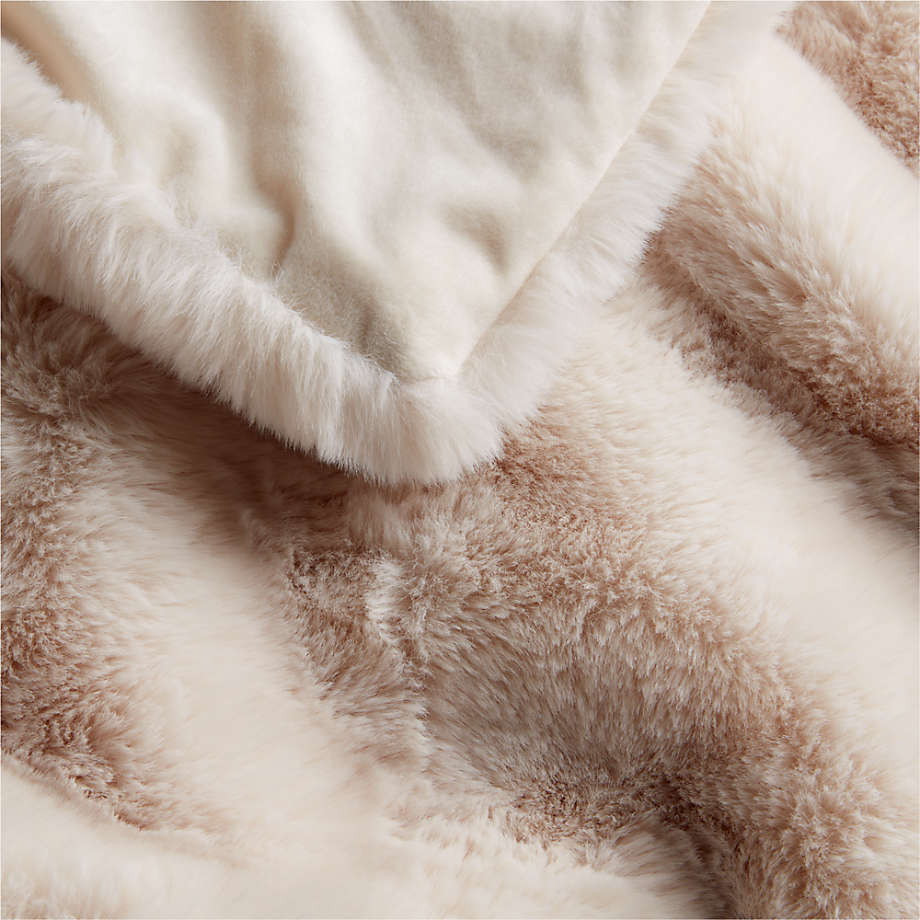 Ivory Faux Fur Throw Blanket 70"x55"