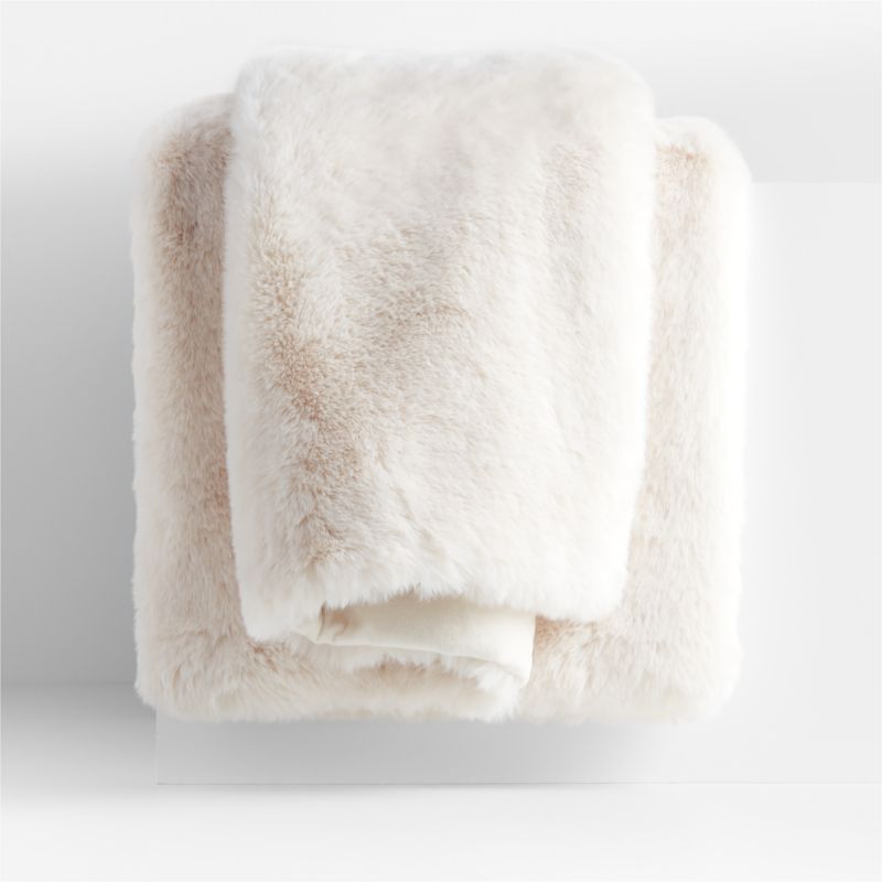 Ivory Faux Fur Throw Blanket 70"x55"