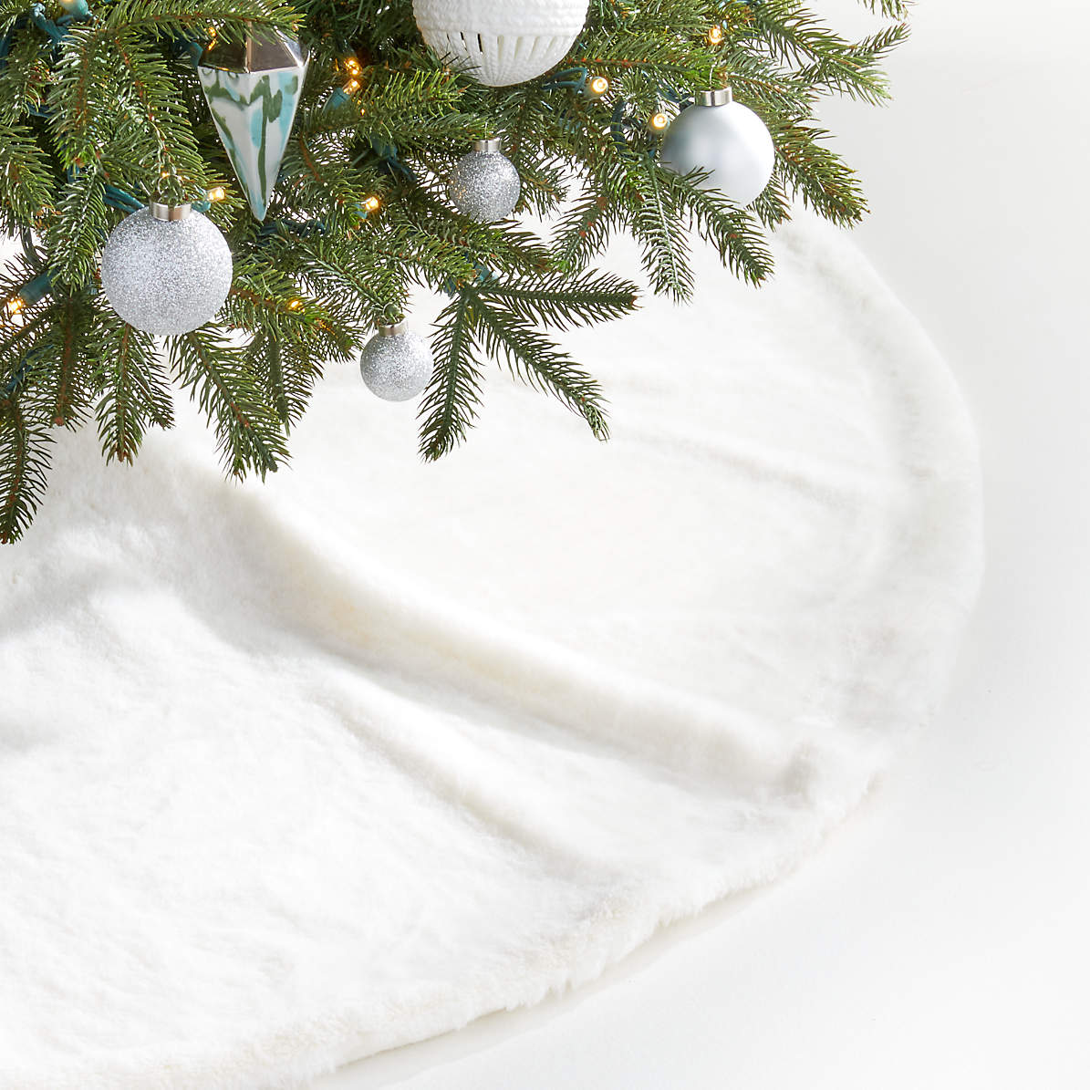 Faux Fur Winter White Christmas Tree Skirt + Reviews | Crate & Barrel