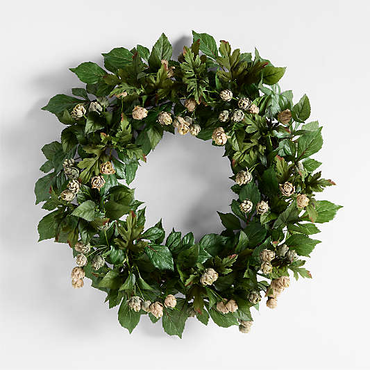 Faux Green Hops Wreath 28"
