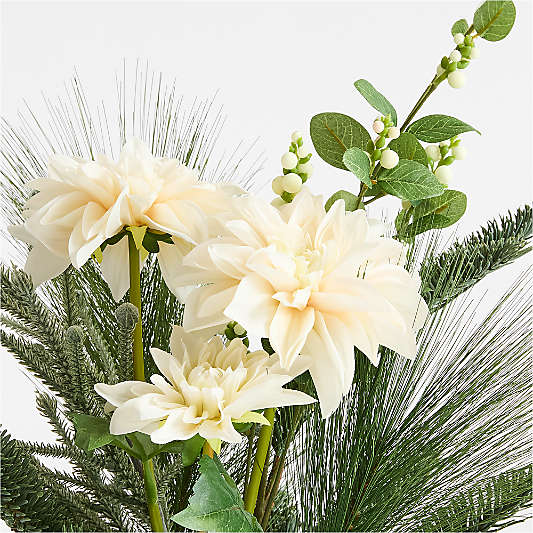 Faux Holiday Green & White Floral Bouquet 28"