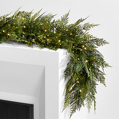 View Faux Hemlock Pine Pre-Lit LED Real Touch Christmas Garland 6' details