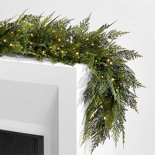 Faux Hemlock Pine Pre-Lit LED Real Touch Christmas Garland 6'