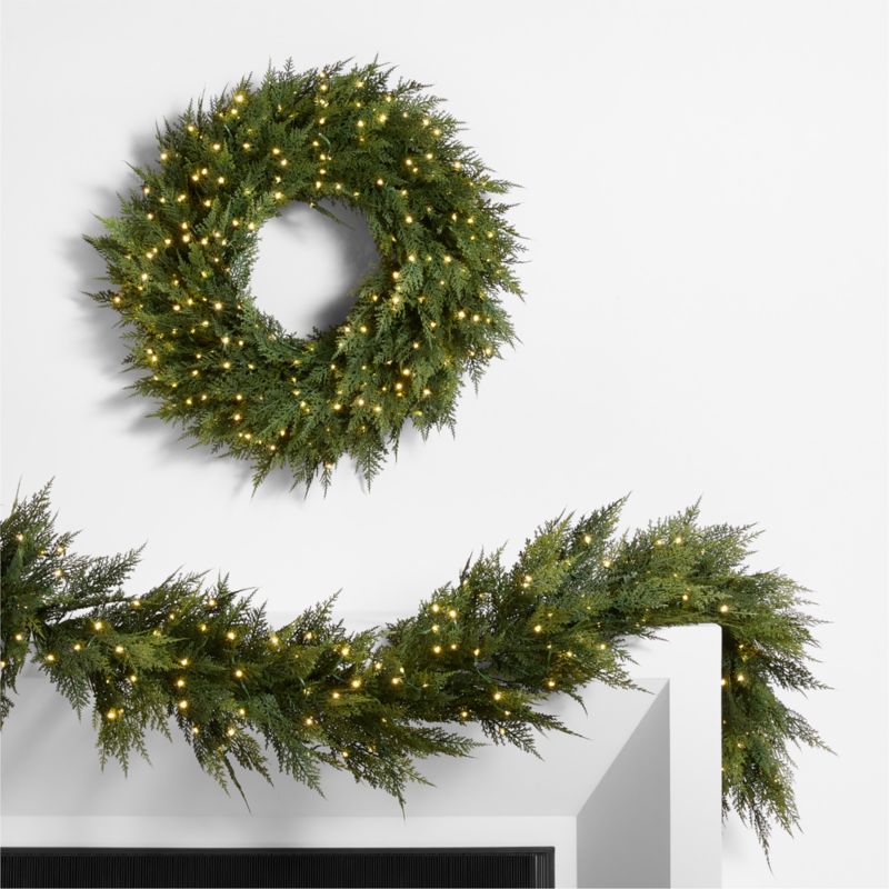 Faux Hemlock Pine Pre-Lit LED Real Touch Christmas Garland 6' - image 6 of 14