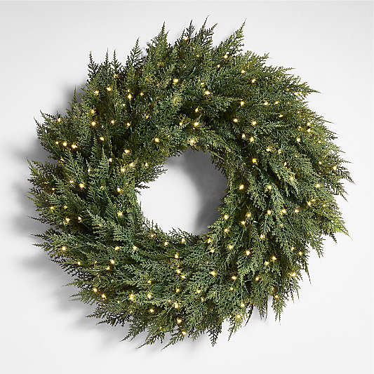 Faux Hemlock Pine Pre-Lit LED Wreath 28"