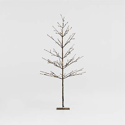 Faux LED Birch Tree Pewter 5'