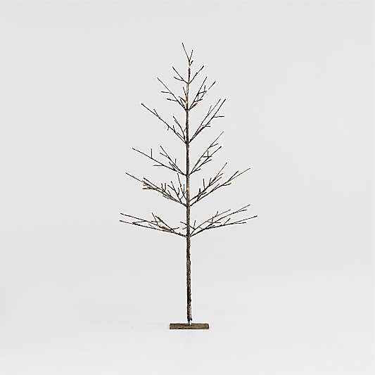 Faux LED Birch Tree Pewter 5'