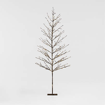 Faux LED Birch Tree Pewter 7'