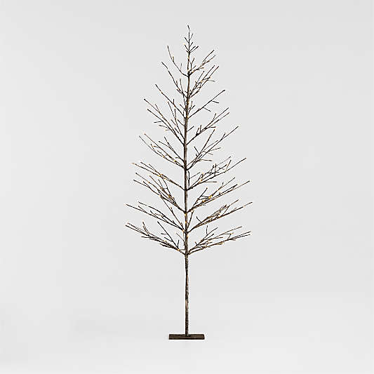 Faux LED Birch Tree Pewter 7'