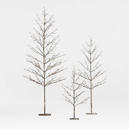 Faux LED Birch Tree Pewter 7'