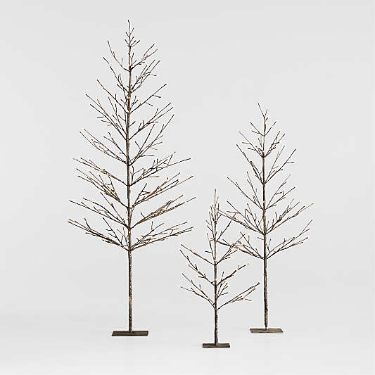 Faux LED Pewter Birch Trees