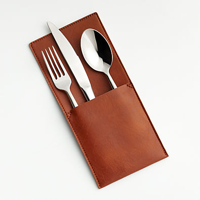 View Faux Leather Flatware Pouch details