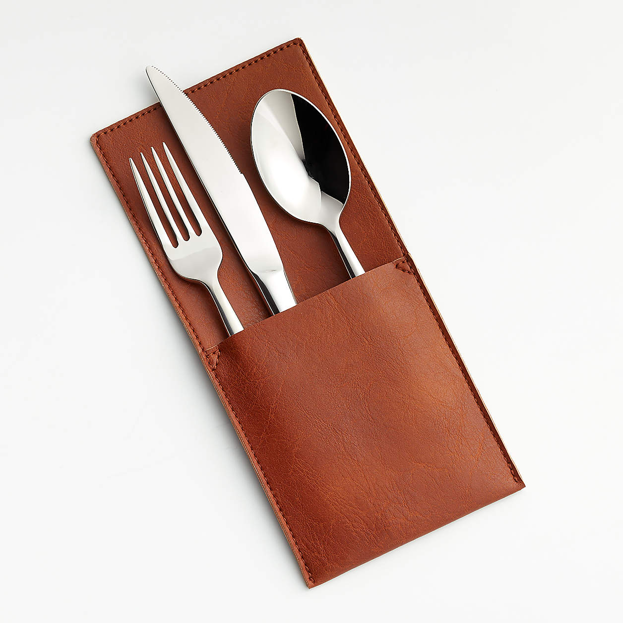 Faux Leather Flatware Pouch + Reviews Crate & Barrel