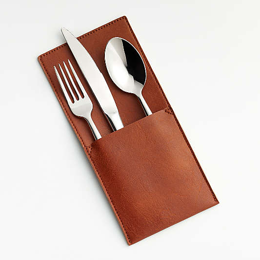 Faux Leather Flatware Pouch