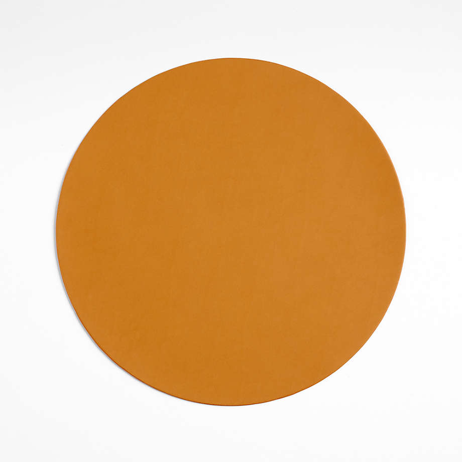 Tan Faux Leather Round Placemat