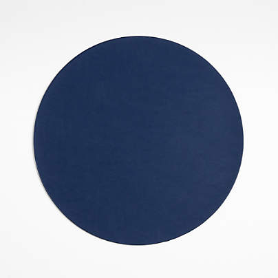 Rizzo Round Reversible Navy and Natural Faux Leather Placemat