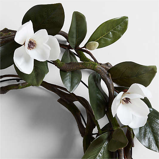 Faux Magnolia Flower Wreath 28"