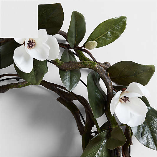 Faux Magnolia Flower Wreath 28"
