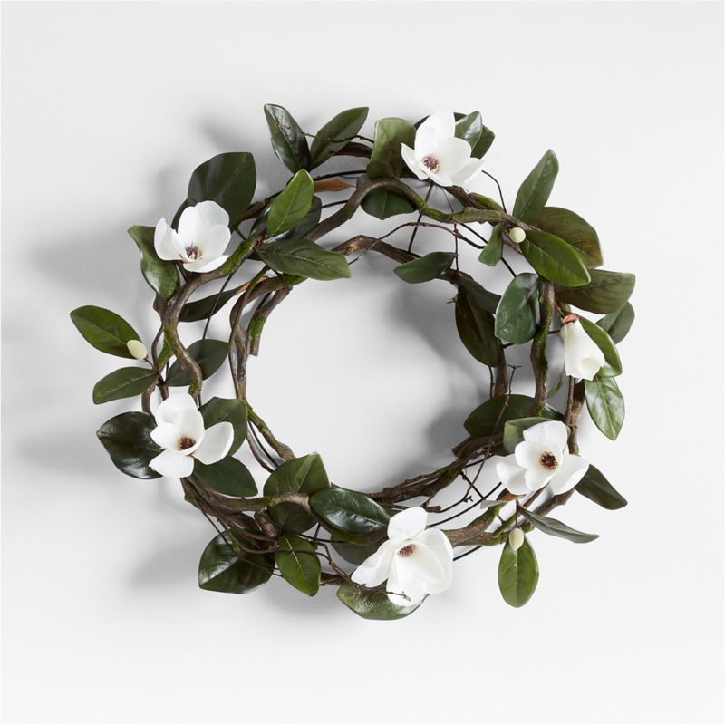 Faux Magnolia Flower Wreath 28" - image 0 of 3