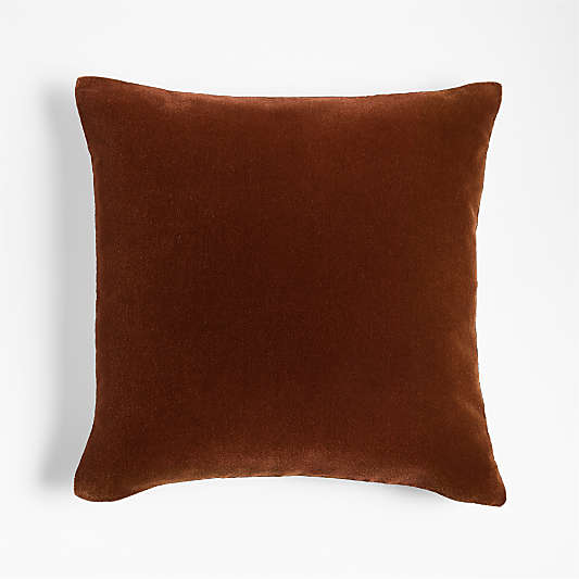 Faux Mohair Recycled 20"x20" Almond Brown Throw Pillow with Down-Alternative Insert