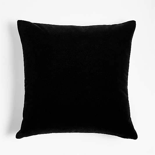 Ink Black 20'' Faux Mohair Throw Pillow