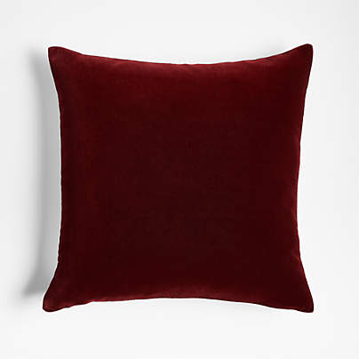 Faux Mohair Recycled 20"x20" Brick Red Throw Pillow with Feather Insert