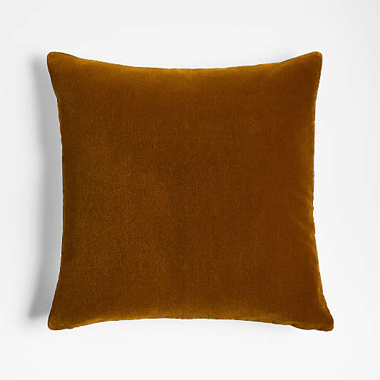 Faux Mohair Recycled 20"x20" Ocher Throw Pillow with Down-Alternative Insert