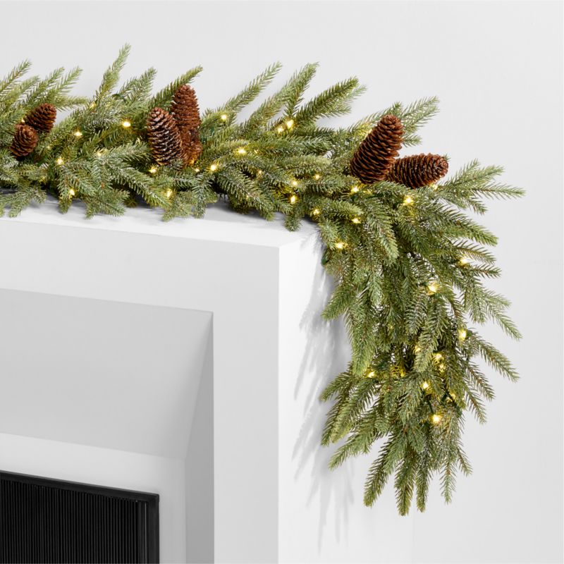 Faux Frosted Pre-Lit LED Norway Spruce Christmas Garland 6'