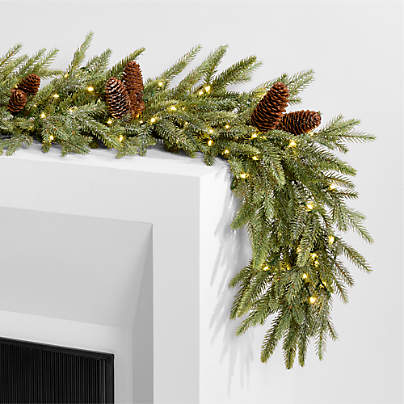 Faux Frosted Pre-Lit LED Norway Spruce Christmas Garland 6'