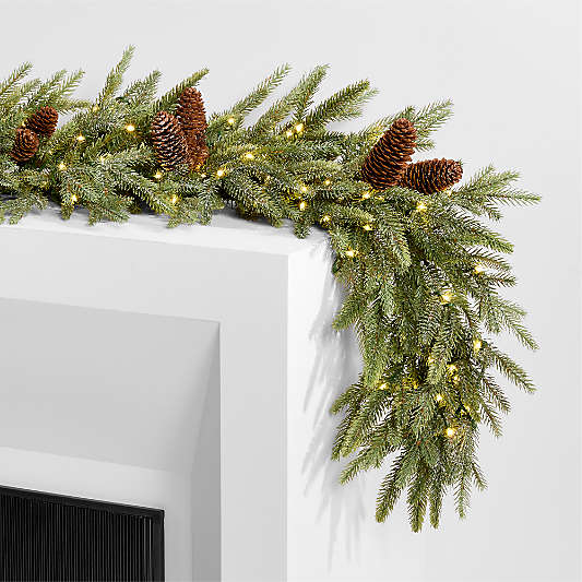 Faux Frosted Pre-Lit LED Norway Spruce Christmas Garland 6'