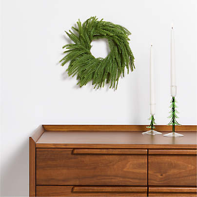 Faux Norfolk Pine Mini Holiday Wreath 14"