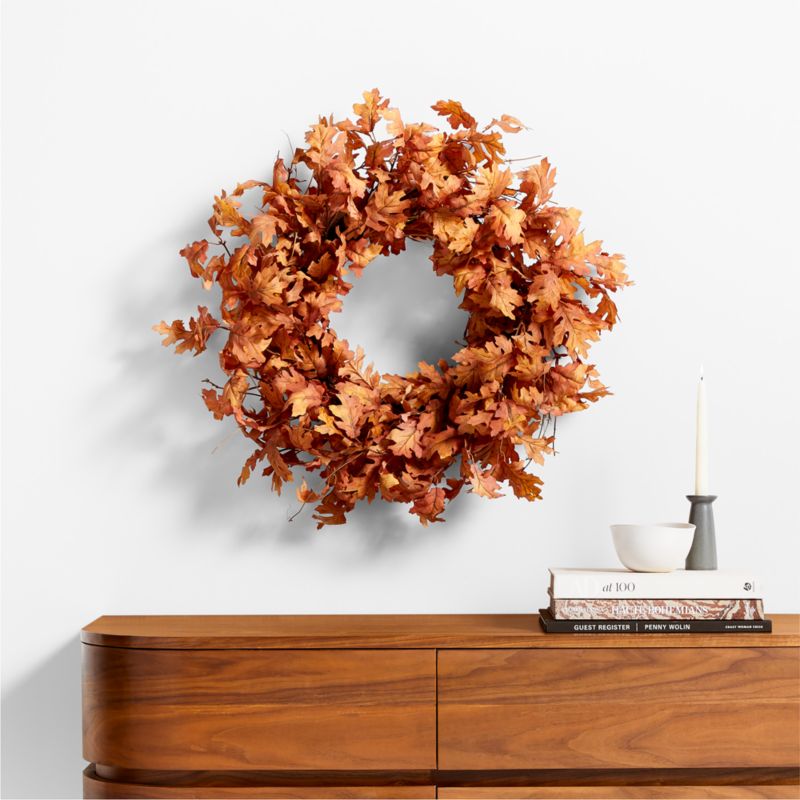 Faux Orange Oak Leaf Wreath 28" - image 2 of 4