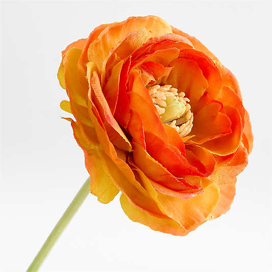 Faux Orange Ranunculus Stem 28"