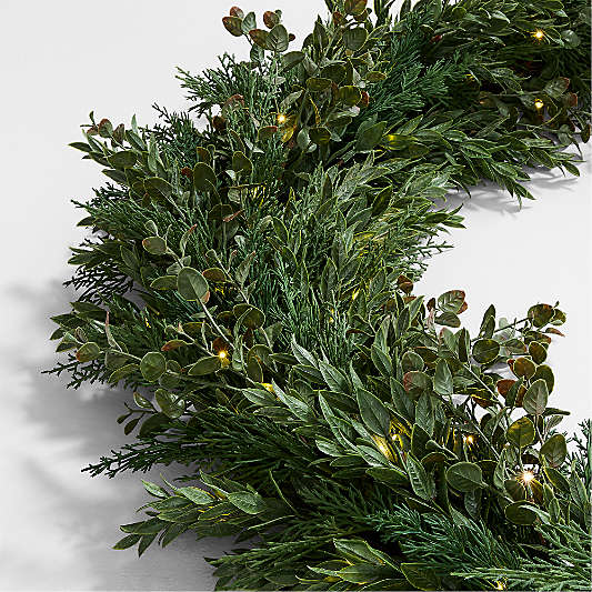 Faux Pre-Lit Cedar & Boxwood Garland 6'