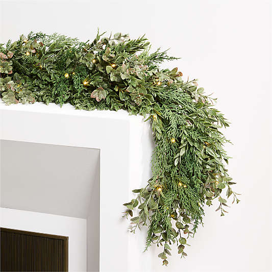 Faux Pre-Lit Cedar & Boxwood Garland 6'