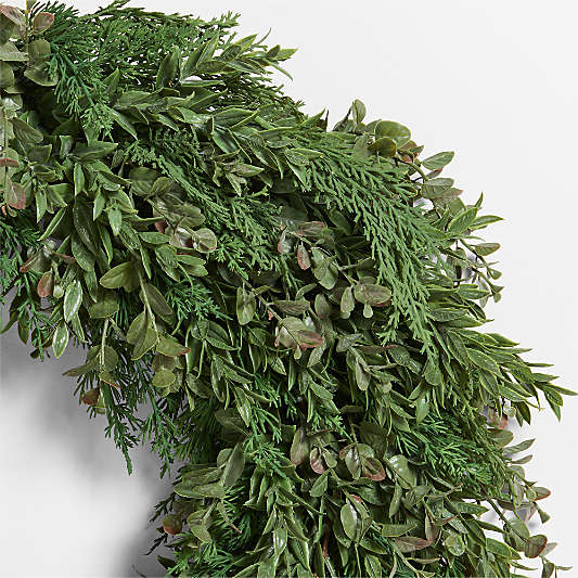 Faux Pre-Lit Cedar & Boxwood Wreath 28"