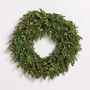 Faux Pre-Lit Cedar & Boxwood Wreath 28"