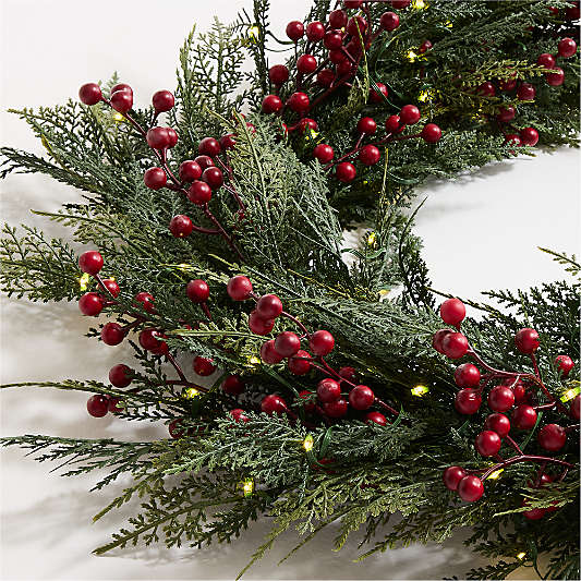 Faux Pre-Lit Hemlock & Berry Garland 6'