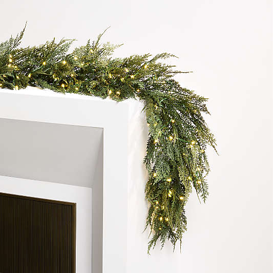 Faux Pre-Lit Hemlock Garland 15'