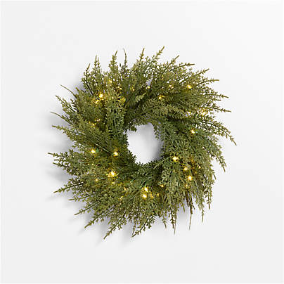 Faux Pre-Lit Hemlock Mini Wreath 14", Set of 2