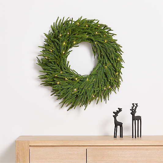 Faux Pre-Lit Norfolk Pine Holiday Wreath 28"