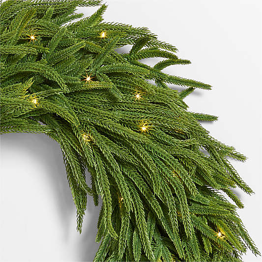 Faux Pre-Lit Norfolk Pine Wreath 28"