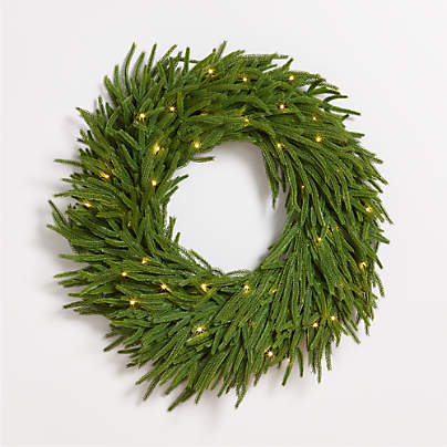 Faux Pre-Lit Norfolk Pine Wreath 28"
