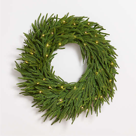 Faux Pre-Lit Norfolk Pine Wreath 28"