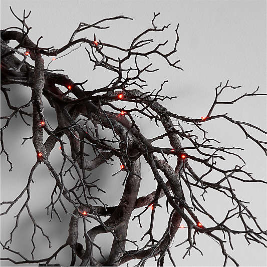 Faux Pre-Lit Black Branch Wreath 26"