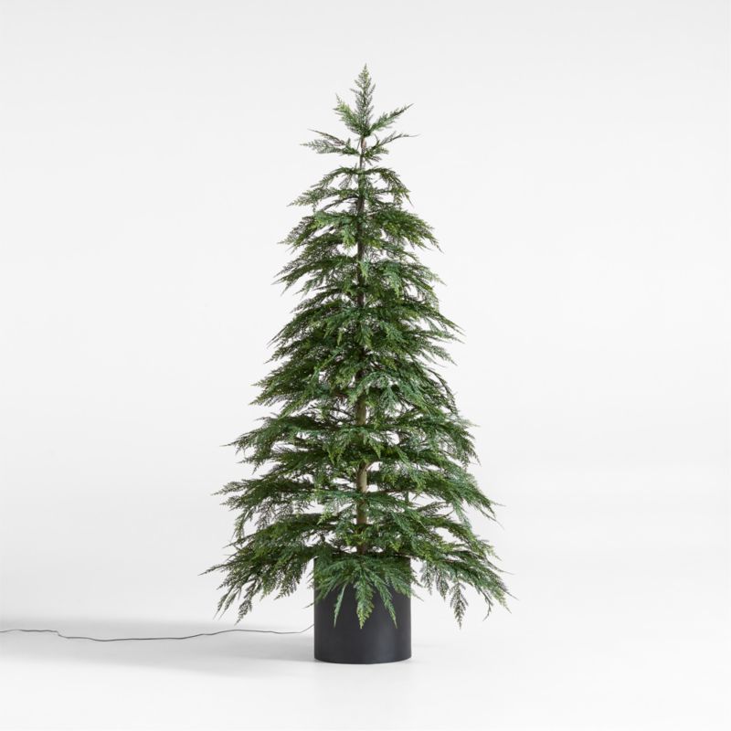 Faux Potted Hemlock Large Pre-Lit LED Christmas Tree with White Lights 6' - image 7 of 12