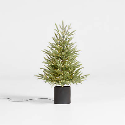 Potted Faux Norway Spruce Pre-Lit LED Tree with White Lights 3'