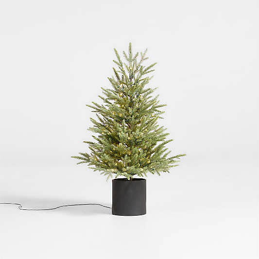 Potted Faux Norway Spruce Pre-Lit LED Tree with White Lights 3'