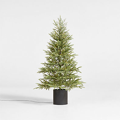 View Potted Faux Norway Spruce Pre-Lit LED Tree with White Lights 5' details