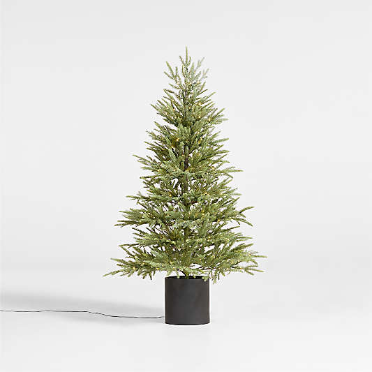 Faux Potted Norway Spruce Pre-Lit LED Tree with White Lights 5'